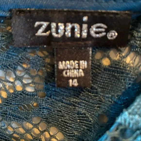 ZUNIE EUC GIRLS BLUE SLEEVELESS DRESSES SPRING SUMMER WEDDING HOLIDAY SIZE 14 - Picture 3 of 4